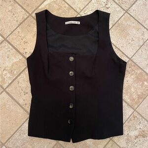 Abercrombie & Fitch Black Button-Front Sleeveless Top